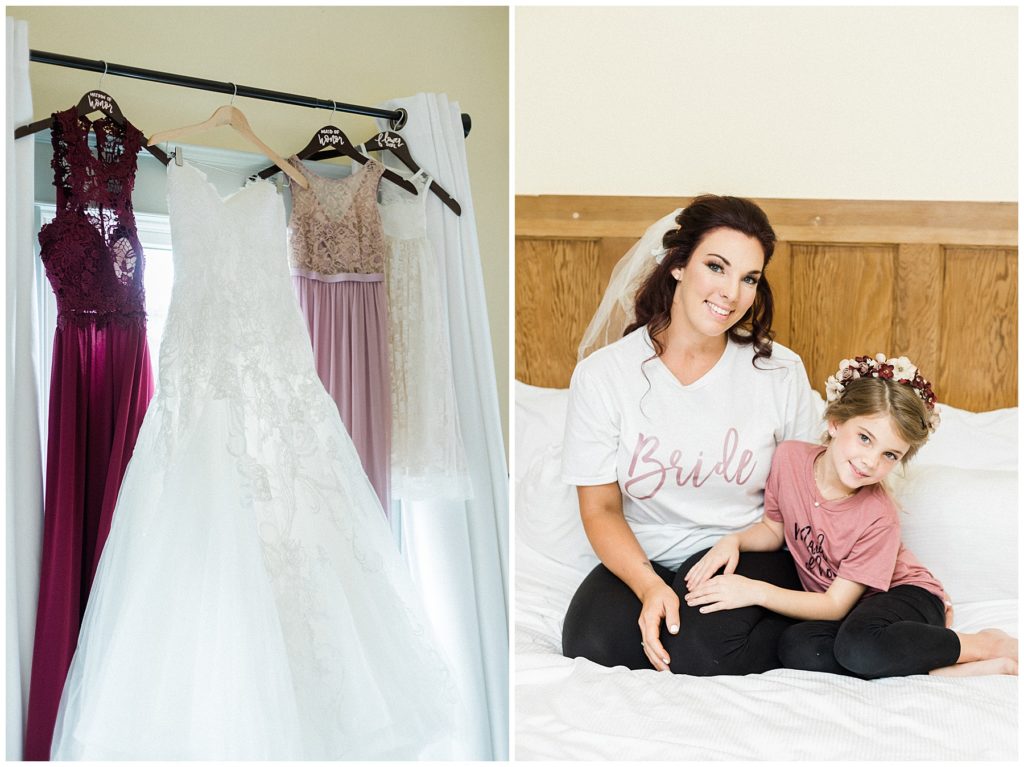 bride and daughter, dresses